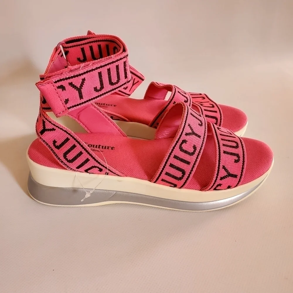 Juicy Coture Impulse Wedge Adjustable Sandals Pink Size 7.5
